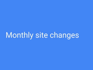 Monthly site changes
 