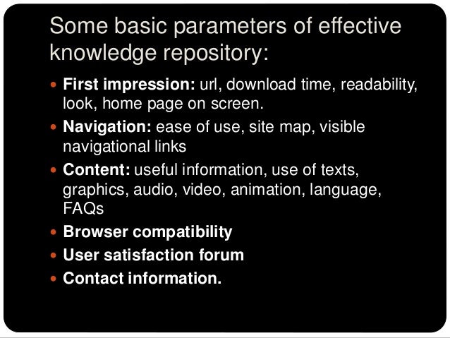 Knowledge Repository and Knowledge Management