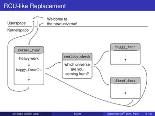 Kernel Recipes 2014 - kGraft: Live Patching of the Linux Kernel | PPT