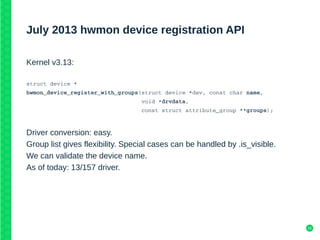 Kernel Recipes 2016 - New hwmon device registration API - Jean Delvare ...