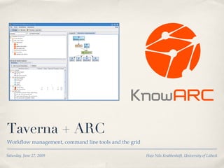Taverna + ARC <ul><li>Workflow management, command line tools and the grid </li></ul>Saturday, June 27, 2009 Hajo Nils Kra...
