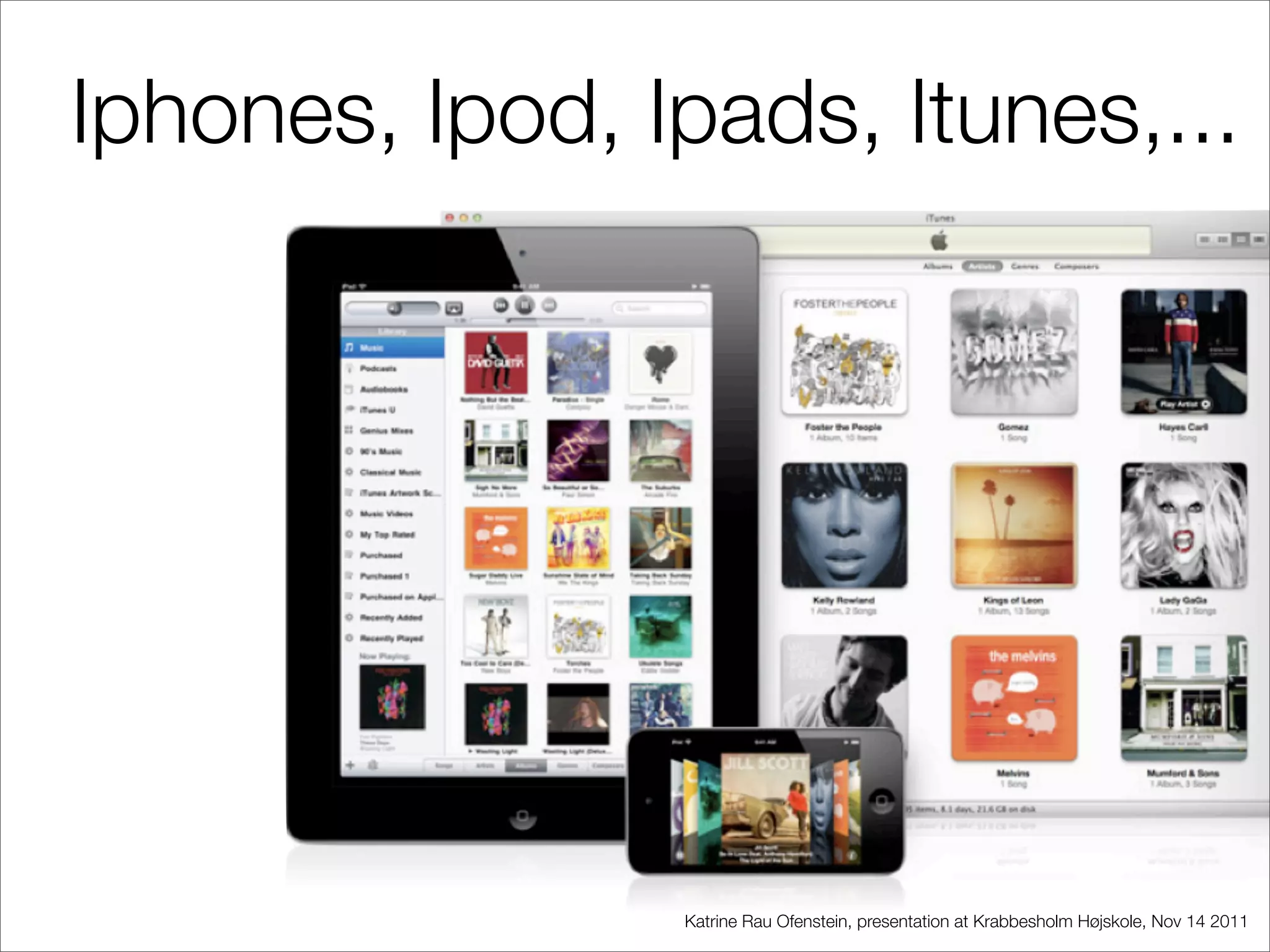 Iphones, Ipod, Ipads, Itunes,...




                Katrine Rau Ofenstein, presentation at Krabbesholm Højskole, Nov 14 2011
 