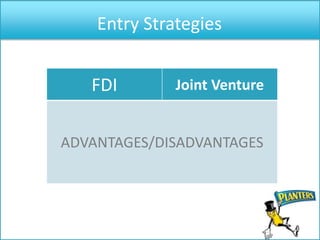 Entry Strategies
FDI Joint Venture
FDI Joint Venture
ADVANTAGES/DISADVANTAGES
 