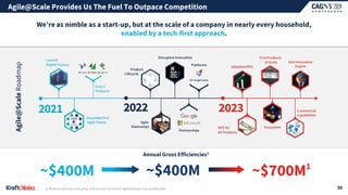 Agile@Scale Provides Us The Fuel To Outpace Competition
56
We’re as nimble as a start-up, but at the scale of a company in nearly every household,
enabled by a tech-first approach.
1| Reflects total annual gross efficiencies for which Agile@Scale has contributed.
Annual Gross Efficiencies1
Agile@Scale
Roadmap
~$400M ~$700M1
~$400M
 