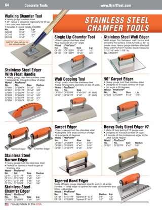 Kraft Tool CF528PF 1/4 Lip 90 Degree Stainless Steel Carpet To Concrete Edger
