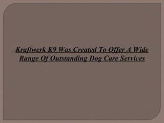 Kraftwerk K9 Was Created To Offer A Wide Range Of Outstanding Dog Care Services 