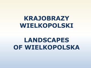 KRAJOBRAZY WIELKOPOLSKI 
LANDSCAPES OF WIELKOPOLSKA  