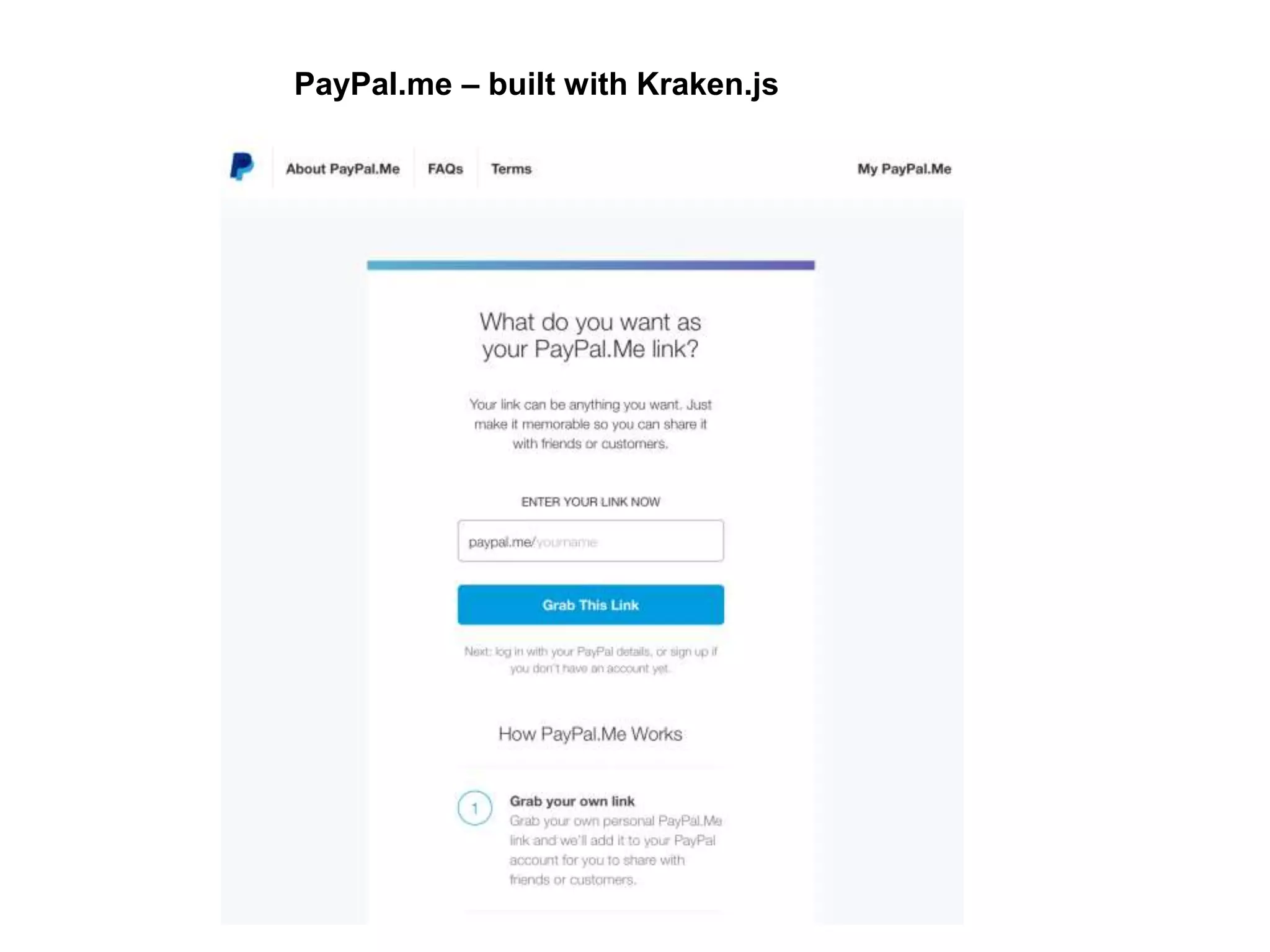 PayPal.me – built with Kraken.js
 