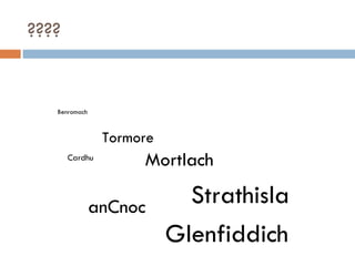 ???? Benromach Cardhu Mortlach Tormore anCnoc Strathisla Glenfiddich 