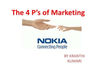 The 4 P’s of Marketing 
BY KRANTHI 
KUMARI 
 