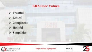 KRA Core Values
 Trustful
 Ethical
 Competent
 Helpful
 Simplicity
 
