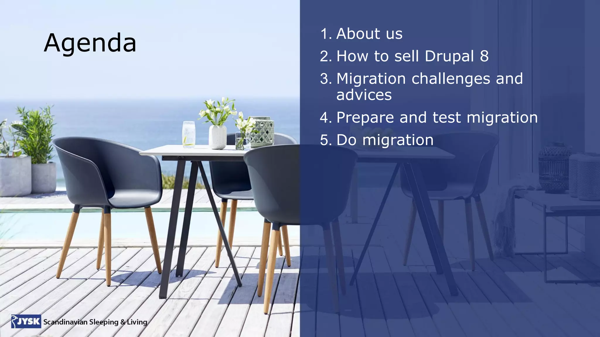 Agenda
1. About us
2. How to sell Drupal 8
3. Migration challenges and
advices
4. Prepare and test migration
5. Do migration
 