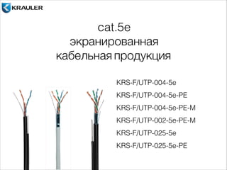 cat.5e 
экранированная 
кабельная продукция 
KRS-F/UTP-004-5e 
KRS-F/UTP-004-5e-PE 
KRS-F/UTP-004-5e-PE-M 
KRS-F/UTP-002-5e-PE-M 
KRS-F/UTP-025-5e 
KRS-F/UTP-025-5e-PE 
 