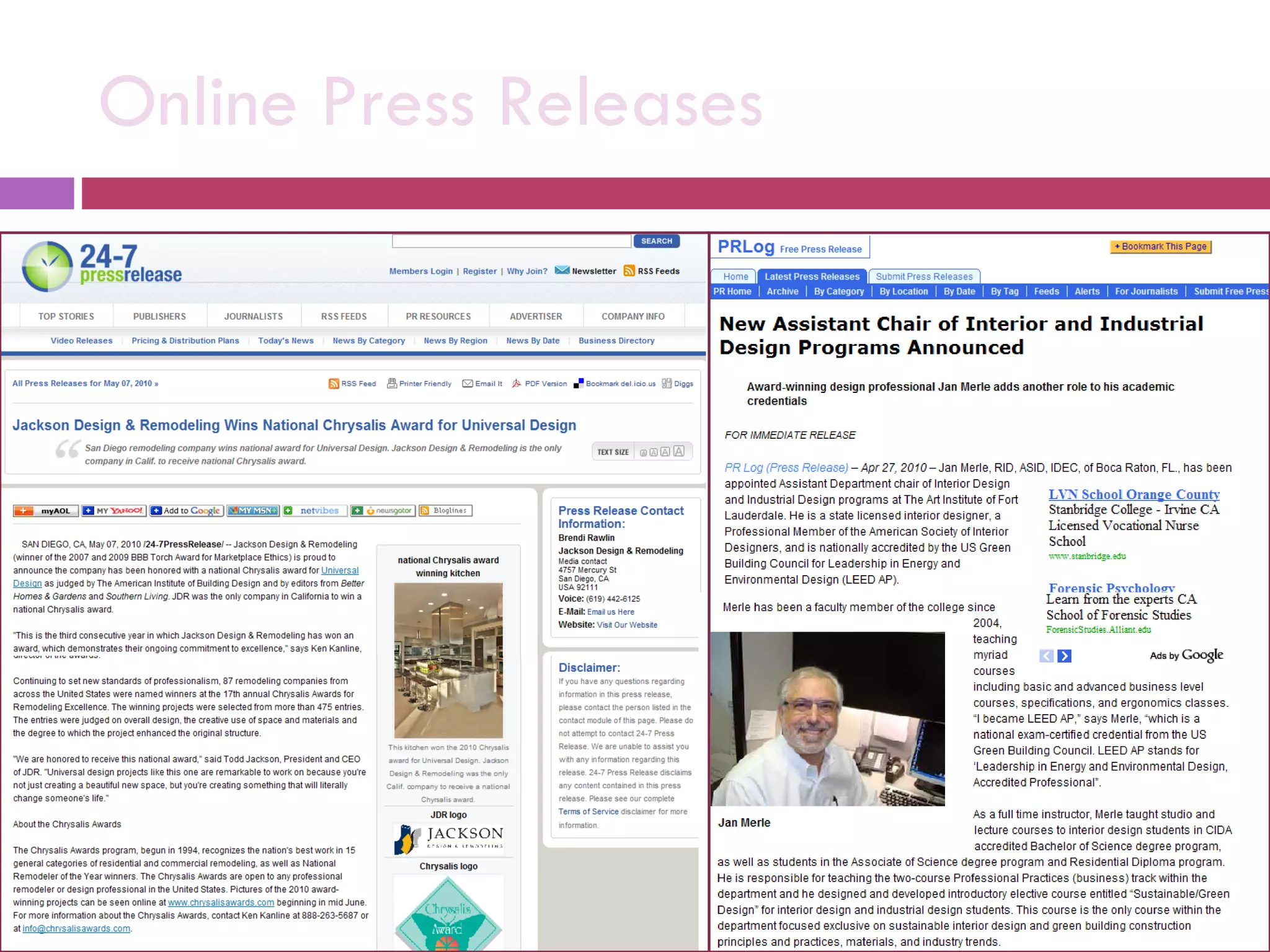 Online Press Releases 