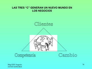LAS TRES “C” GENERAN UN NUEVO MUNDO EN
                  LOS NEGOCIOS




Mag GEO Augusto                              78
JAVES SANCHEZ
 