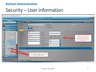 Security – User information
Copyright © 2018 LSPediA 17
RxChain Demonstration
 