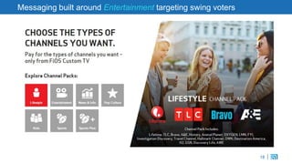 18
Messaging built around Entertainment targeting swing voters
 