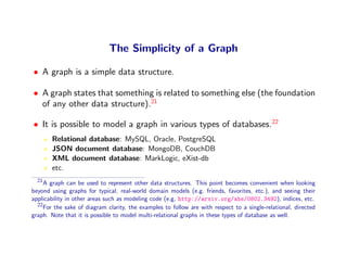 The Simplicity of a Graph

• A graph is a simple data structure.

• A graph states that something is related to something ...