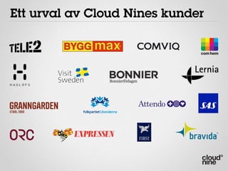 Ett urval av Cloud Nines kunder
 