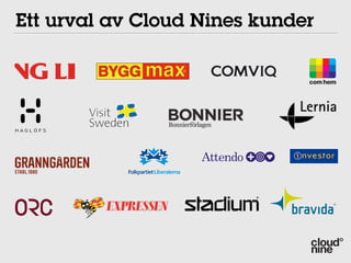 Ett urval av Cloud Nines kunder
 