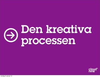 Den kreativa
                        processen

       9



torsdag 31 januari 13
 