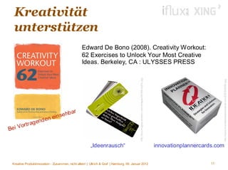 Kreativität
  unterstützen
                                                  Edward De Bono (2008). Creativity Workout:
  ...