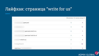 Лайфхак: страница “write for us”
28
 