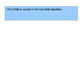 One  CoA  is reused in the next  link reaction.   
