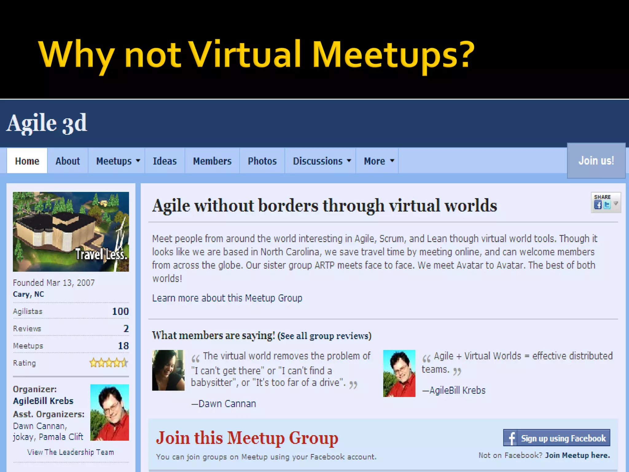    Meetup.com/agile3d
 