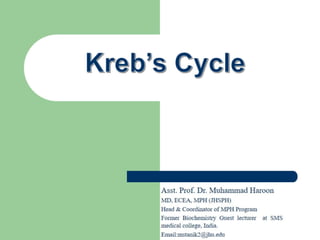 Kreb's cycle (Biochemistry)