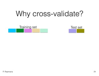 P. Raamana
Why cross-validate?
Training set Test set
29
 