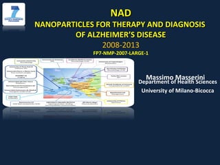 NAD
NANOPARTICLES FOR THERAPY AND DIAGNOSIS
        OF ALZHEIMER’S DISEASE
               2008-2013
             FP7-NMP-2007-LARGE-1



                                Massimo Masserini
                             Department of Health Sciences
                              University of Milano-Bicocca
 