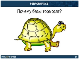 PERFORMANCE
Почему базы тормозят?
34
 