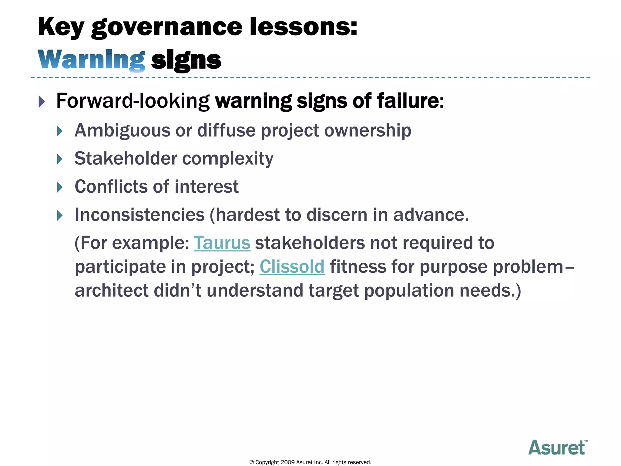 Project Governance and Failure