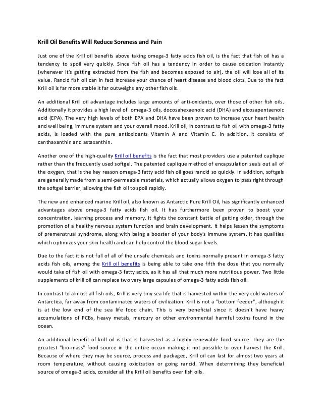 Krill oil benefits will reduce soreness and pain