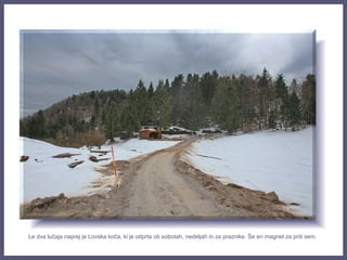 Le dva lučaja naprej je Lovska koča, ki je odprta ob sobotah, nedeljah in za praznike. Še en magnet za priti sem.
 