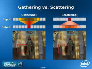 Gathering vs. Scattering
           Gathering:             Scattering:
 Input:


Output:




                        page 18
 