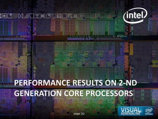 PERFORMANCE RESULTS ON 2-ND
GENERATION CORE PROCESSORS

             page 30
 