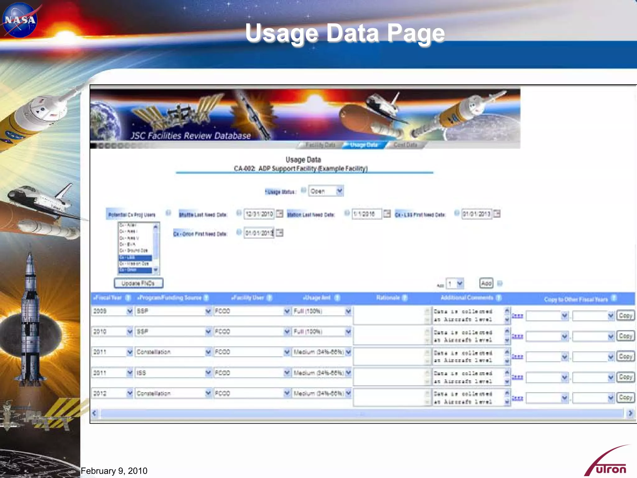 Usage Data Page




February 9, 2010
 