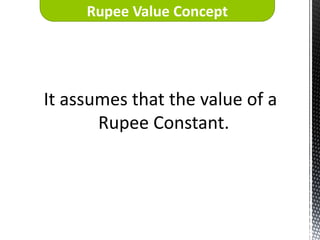 Rupee Value Concept




It assumes that the value of a
       Rupee Constant.
 