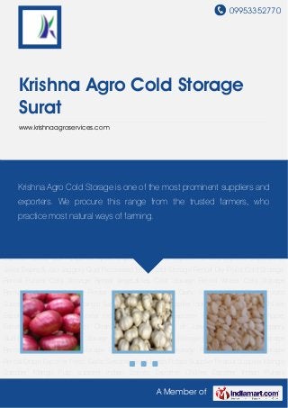 09953352770
A Member of
Krishna Agro Cold Storage
Surat
www.krishnaagroservices.com
Onion Exporter Fresh Garlic Sesame Seed Fresh Potato Supplier Peanut Supplier Mango
Supplier Mango Pulp supplier Indian Spices Exporter Chillies Exporter Indian Pulses
Exporter Indian Spices Powder Exporter Yellow Corn Exporter Apple Exporter Oranges
Exporter Chana Exporter Exporter of Jawar.Bajara & Jau Jaggery Gud Processed Food Cold
Storage Rental Dry Fruits Cold Storage Rental Pulses Cold Storage Rental Vegetables Cold
Storage Rental Wheat Cold Storage Rental Fruits Cold Storage Rental Onion Exporter Fresh
Garlic Sesame Seed Fresh Potato Supplier Peanut Supplier Mango Supplier Mango Pulp
supplier Indian Spices Exporter Chillies Exporter Indian Pulses Exporter Indian Spices Powder
Exporter Yellow Corn Exporter Apple Exporter Oranges Exporter Chana Exporter Exporter of
Jawar.Bajara & Jau Jaggery Gud Processed Food Cold Storage Rental Dry Fruits Cold Storage
Rental Pulses Cold Storage Rental Vegetables Cold Storage Rental Wheat Cold Storage
Rental Fruits Cold Storage Rental Onion Exporter Fresh Garlic Sesame Seed Fresh Potato
Supplier Peanut Supplier Mango Supplier Mango Pulp supplier Indian Spices Exporter Chillies
Exporter Indian Pulses Exporter Indian Spices Powder Exporter Yellow Corn Exporter Apple
Exporter Oranges Exporter Chana Exporter Exporter of Jawar.Bajara & Jau Jaggery
Gud Processed Food Cold Storage Rental Dry Fruits Cold Storage Rental Pulses Cold Storage
Rental Vegetables Cold Storage Rental Wheat Cold Storage Rental Fruits Cold Storage
Rental Onion Exporter Fresh Garlic Sesame Seed Fresh Potato Supplier Peanut Supplier Mango
Supplier Mango Pulp supplier Indian Spices Exporter Chillies Exporter Indian Pulses
Krishna Agro Cold Storage is one of the most prominent suppliers and
exporters. We procure this range from the trusted farmers, who
practice most natural ways of farming.
 