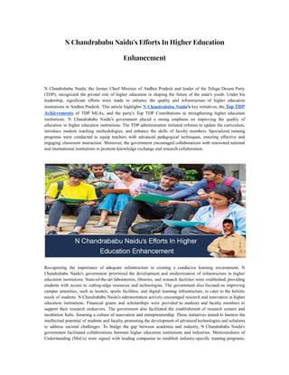 N Chandrababu Naidu's Efforts In Higher Education Enhancement