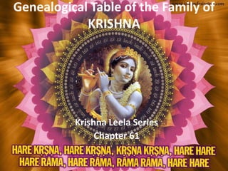 Genealogical Table of the Family of KRISHNA Krishna Leela Series  Chapter 61 