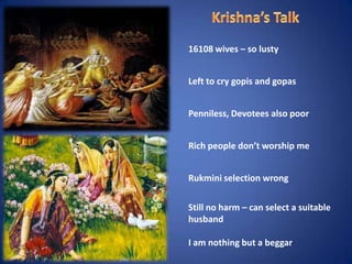 Krishna Rukmini Talking Krishna Leela Series - Part 55 - Talks Between Krishna and Rukmini | PPTX