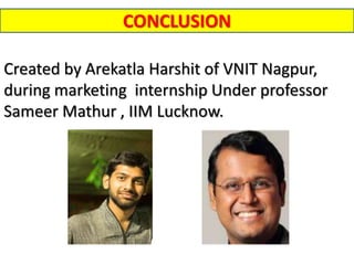 CONCLUSION
Created by Arekatla Harshit of VNIT Nagpur,
during marketing internship Under professor
Sameer Mathur , IIM Lucknow.
 