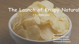 A business plan
For –
Branden Fredricks
Marketing Director
Pemberton Products
 