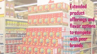 Extended
product
offerings and
flavor options
to compete
with peer
brands
 