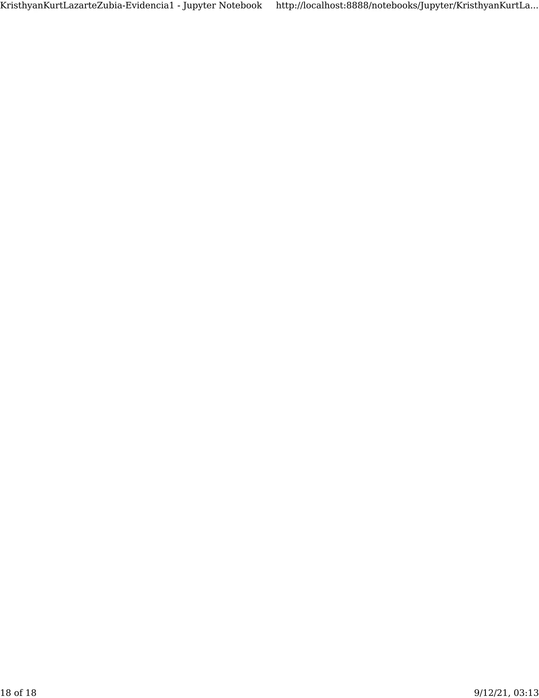 KristhyanKurtLazarteZubia-Evidencia1 - Jupyter Notebook http://localhost:8888/notebooks/Jupyter/KristhyanKurtLa...
18 of 18 9/12/21, 03:13
 