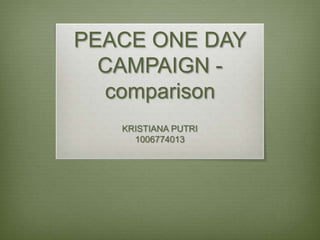 PEACE ONE DAY
  CAMPAIGN -
  comparison
   KRISTIANA PUTRI
     1006774013
 