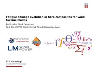 Fatigue damage evolution in fibre composites for wind
turbine blades
By Kristine Munk Jespersen
Post Doc (KISTEC Researcher) at Waseda University, Japan
 